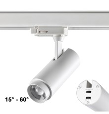359030 PORT NT23 146 белый Трехфазный трековый светильник с переключателем цветовой температуры и мощности IP20 LED 3000К\4000К\6000К 5W/9W/13W 220V N