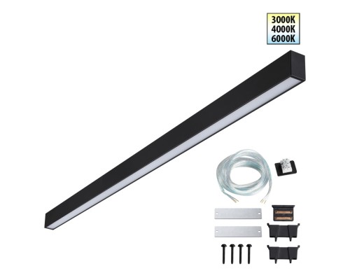 359605 OVER NT25 000 черный Светильник линейный светодиод. с переключ. цв. температуры IP20 LED 40W 220-240V 3000К\4000К\6000К FATTO
