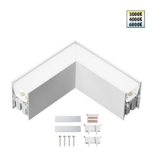 359608 OVER NT25 000 белый Светильник соединитель «L» с переключ. цв. температуры IP20 LED 8W 220-240V 3000К\4000К\6000К FATTO