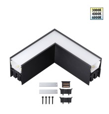 359609 OVER NT25 000 черный Светильник соединитель «L» с переключ. цв. температуры IP20 LED 8W 220-240V 3000К\4000К\6000К FATTO