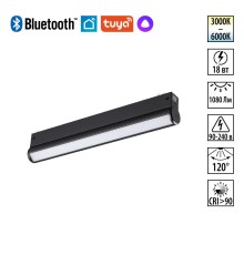 359953 PORT NT25 216 черный Трековый св-к диммир. со сменой цв.температуры, пульт ДУ/Tuya Smart Life IP20 LED 18W 3000-6000K 90-240V VECTOR