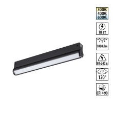 359952 PORT NT25 214 черный Трековый светильник с переключ. цв. темпер. IP20 LED 3000К\4000К\6000К 18W 90-240V VECTOR