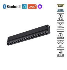 359949 PORT NT25 216 черный Трековый св-к диммир. со сменой цв.температуры, пульт ДУ/Tuya Smart Life IP20 LED 18W 3000-6000K 90-240V VECTOR