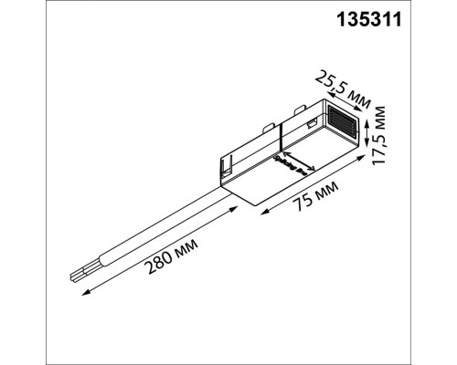 135311 PORT NT25 206 черный Токопровод (подвод питания) IP20 90-240V VECTOR