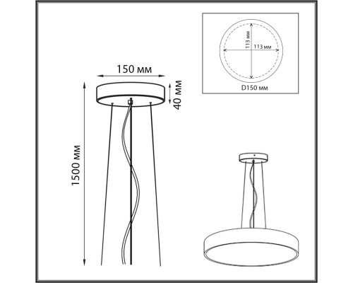 7756 (7758)/L SN 539 Подвесное крепление для светильника QUASAR LED металл/черный 1,5м QUASAR