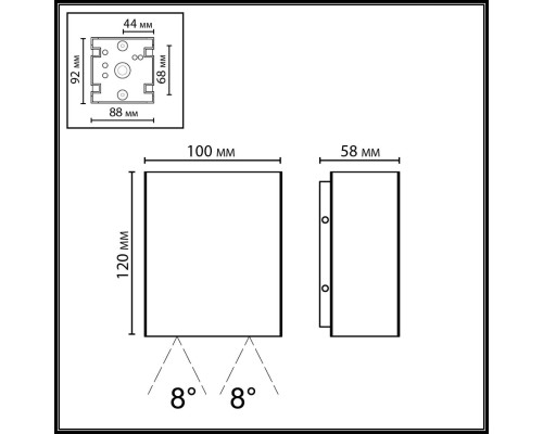 7188/5WL NATURE ODL26 Фасадный светильник черный/металл IP65 LED 1*5W 3000K 8° 85-265V ARROW