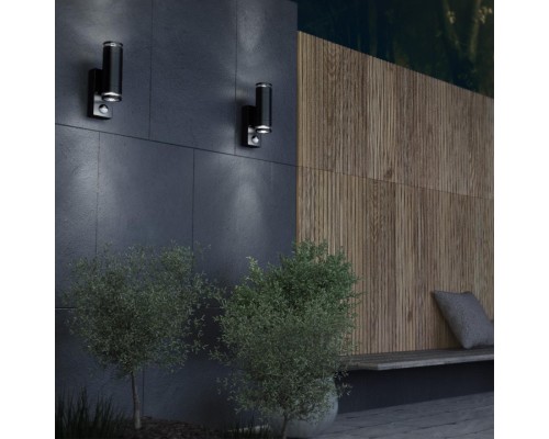 6605/2W HIGHTECH ODL23 563 черный/металл/пвх стойкий к УФ излучению Настенный св-к IP44 LED GU10 7W MOTTO