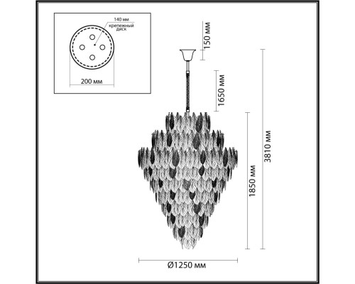 5052/86 HALL (В 4-Х КОРОБКАХ) ODL24 509 золото/белый/прозрачный/металл/стекло/фарфор/металл Люстра E14 86*25W LACE