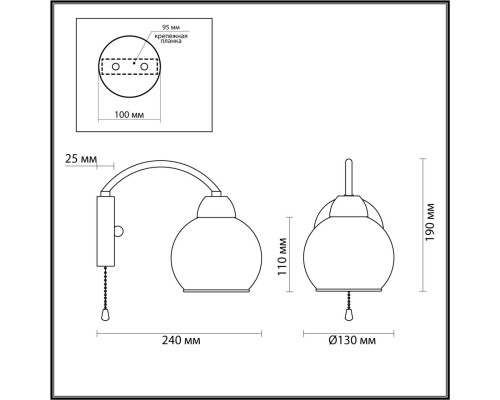 5648/1W COMFI LN23  чёрный, золотой Бра E27 1*60W 220V KODI