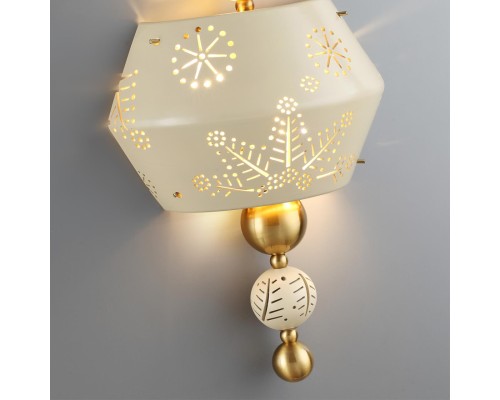 5444/1WA PENDANT ODL_EX26 031 бежевый/античная бронза/металл/керамика Бра E14 2*40W KARELIA