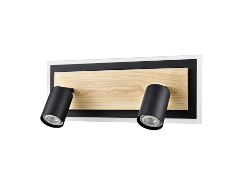 8025/19WL LEDIO LN24 черный/дерево, металл/МДФ Настенный светильник LED GU10 2*10W + LED 19W 220V PINE