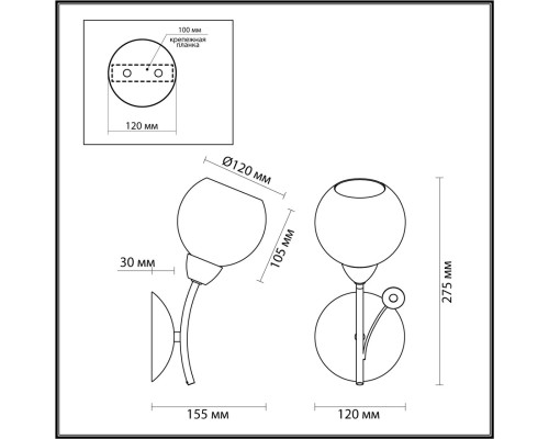 5265/1W COMFI LN23 237 античная латунь Бра E14 1*40W 220V TULA