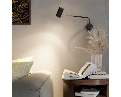 4381/1W HIGHTECH ODL23 173 черный/хром/металл Настенный св-к выкл. на плафоне IP20 LED GU10 10W GIGI