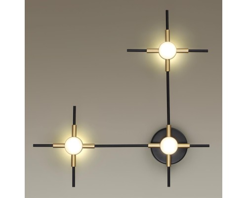 3906/9WL L-VISION ODL21 045 черн/золот/металл Настен. cветильник IP20 LED 9WL 720Лм 4000К COSTELLA