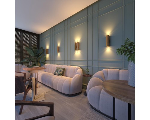 3833/2WB HIGHTECH ODL20 445 золотистый/металл Настенный светильник E27, LED max 7W 220V DARIO