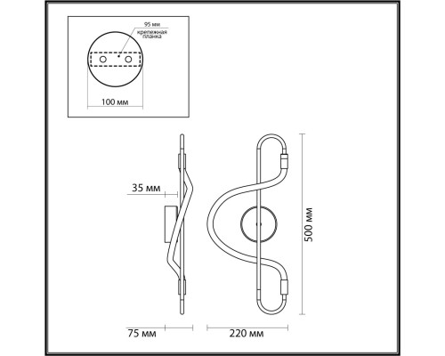 4303/12WL HIGHTECH ODL22 127 черный/античная бронза Настенный светильник IP20 LED 12W 720Лм 4000K KEYS