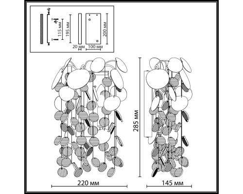 5104/2W CLASSIC ODL26 золотистый/прозрачный металл/стекло Бра E14 2*40W 220В IP20 COINS