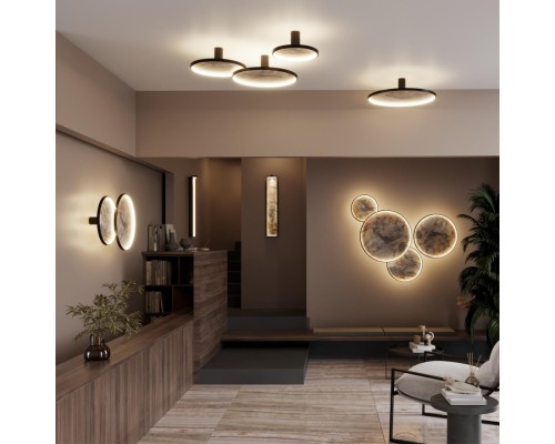 5078/30WL L-VISION ODL24 черн./серо-беж./металл/натур.камень/акрил Настен.светильн. со спотом LED 30W 3000K STOFLAKE