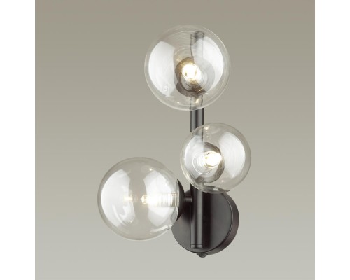 4818/3W MODERN ODL21 201 черный/прозрачный Бра с выкл. G9 3*40W TOVI