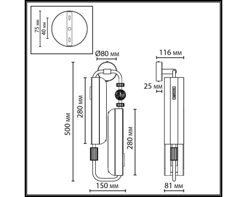 5467/10WL MODERN ODL_EX26 049 белый/коричневый/античная бронза/металл/стекло/декор металл Бра LED 10W (5W*2) 2700K LION