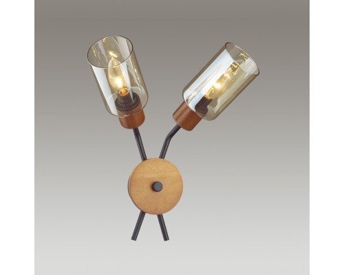 4492/2W COUNTY LN20 000 черный, дерево Бра E14 2*60W 220V FERN