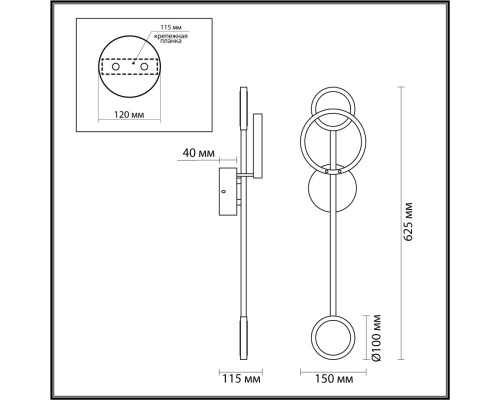 4322/16WL MIDCENT ODL22 123 металл/черный Настенный светильник IP20 LED 12W 555Лм 3000K DENZEL