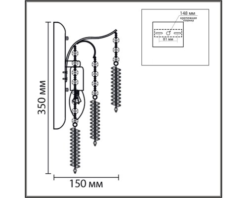 8243/2W CLASSI LN25 латунь, металл/хрусталь бра E14 2*40W 220V KRISTINA