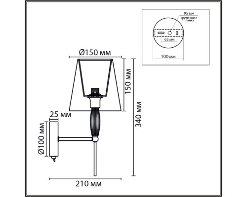 8279/1W CLASSI хром/серый, металл/керамика/текстиль Бра Е14 1*40W 220V KARMEN