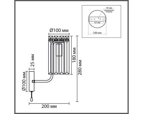8347/1W CLASSI золото/прозрачный, металл/хрусталь Бра E14 1*40W 220V FAVLA