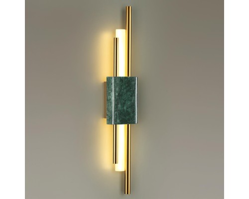 4360/10WL MIDCENT ODL23 174 изумрудный мрамор/золотистый металл Настенный св-к IP20 LED 10W 645Лм 3000K MARMI