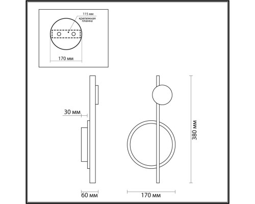 5608/17WL LEDIO LN23 017 черный, бронза Настенный светильник LED 17W 3000К 847Лм 220V CHITA