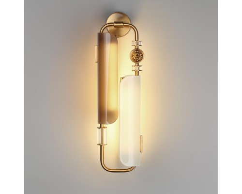 5467/10WL MODERN ODL_EX26 049 белый/коричневый/античная бронза/металл/стекло/декор металл Бра LED 10W (5W*2) 2700K LION