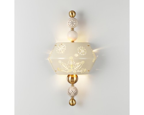 5444/1WA PENDANT ODL_EX26 031 бежевый/античная бронза/металл/керамика Бра E14 2*40W KARELIA