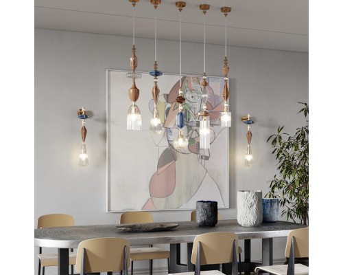 5414/1WB MODERN ODL_EX25 91 античная бронза/терракот/синий/стекло/керамика Настенный светильник E14 1*40W TERRA