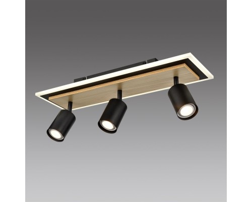 8025/20WL LEDIO LN24 черный/дерево, металл/МДФ Настенный светильник LED GU10 3*10W + LED 20W 220V PINE