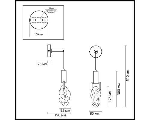 4372/5WL MIDCENT ODL23 155 античная бронза/металл/стекло Настенный св-к IP20 LED 200Лм 5W 3000K LIA