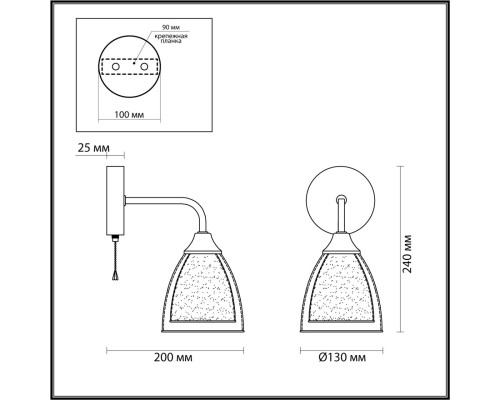 5289/1W MODERNI LN23 000 хром Бра с выкл. E14 1*60W 220V TOBY