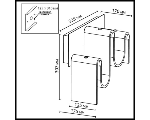 5105/16WL L-VISION  ODL26 золотой брашинг/янтарный металл/стекло Настенный светильник LED x 16W 4000K FLOW
