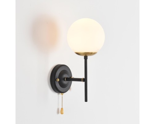 8375/1W MODERNI LN черный/латунь/белый, металл/стекло Бра E27 60W 220V ELRONA