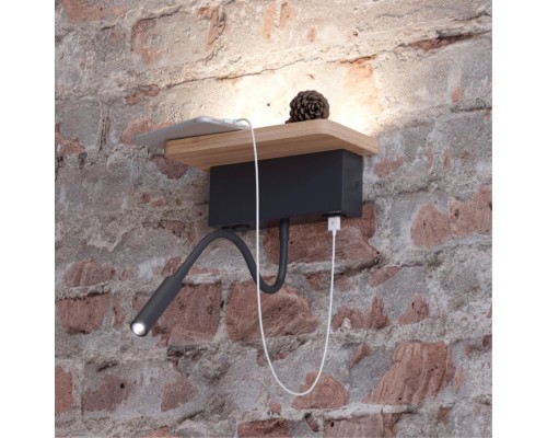 Настенный светильник-полка с подсветкой/USB Odeon Light 3868/8WL Woody светлое дерево LED 8 3000K