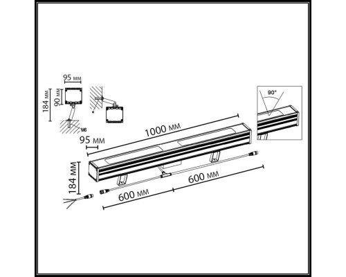 7186/80FL HIGHTECH ODL27 Напольный переносной светильник  черный/прозрачный/стекло/металл IP65 LED 80W RGBW 90°  220V WATERFALL