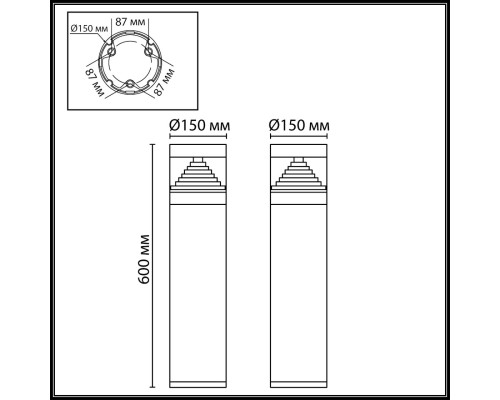 7140/20GL NATURE ODL25 Напольный светильник черный/металл IP65 LED 20W 672Лм 150° 3000K 85-265V HULK