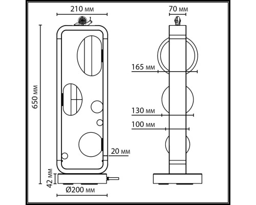 5434/3FB NATURE ODL_EX26 черный/золотистый/хром/металл/акрил/декор металл Уличный наземный светильник-торшер 65см IP54 G9 3*15W max LUMA