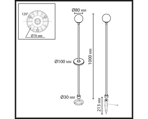 7120/3GLB NATURE ODL25 Ландшафтный светильник  черный/металл IP65 LED 3W 3000K 12-24V DEW