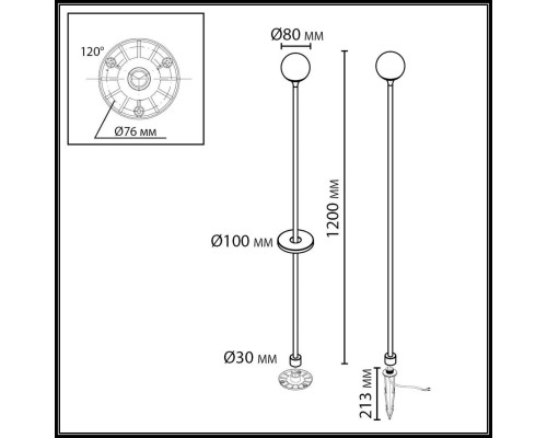 7120/3GLC NATURE ODL26 Ландшафтный светильник  черный/металл IP65 LED 3W 3000K 12-24V DEW