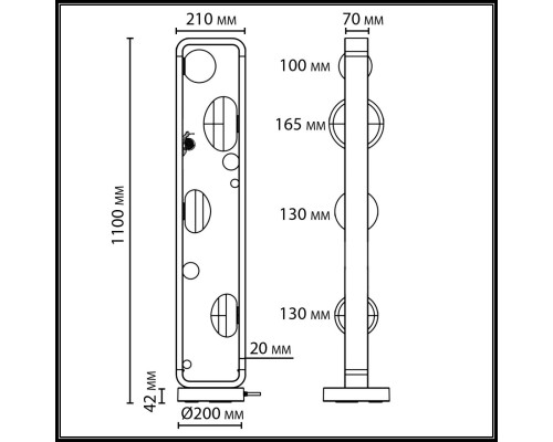 5434/4FB NATURE ODL_EX26 079 черный/золотистый/хром/металл/акрил/декор металл Уличный наземный светильник-торшер 110см IP54 G9 4*15W max LUMA