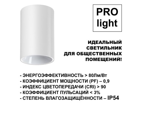 359417 OVER NT24 000 белый Светильник накладной влагозащищенный IP54 LED 10W 170-265V 4000К 830Лм RECTE