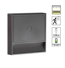 359710 OVER NT25 434 серый Светильник накладной сенсорный для лестниц IP20  LED 0.4W 3000К 1000mAh Li-ion, 5V VESPERA