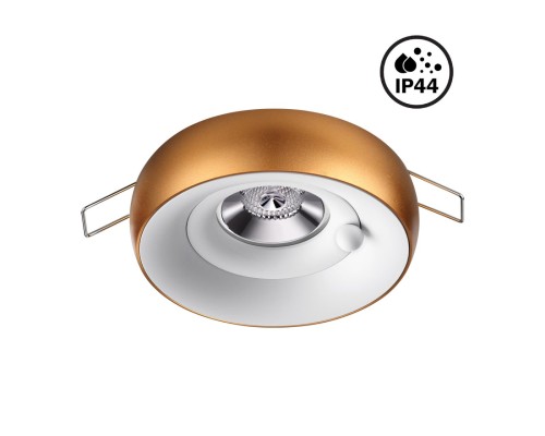 370800 SPOT NT21 249 белый/матовое золото Светильник встраиваемый влагозащищенный IP44 GU10 50W 220V WATER