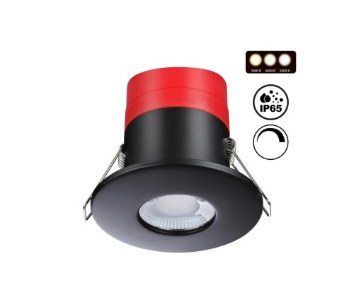 358638 SPOT NT21 201 черный Светильник встраиваемый светодиодный диммируемый, смена цв. температуры IP65 LED 3000К\4000К\5000К 8W 220V REGEN